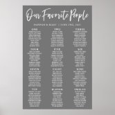 HARLOW Our Favorite People Seating Chart 24x36 Foam Board, Zazzle