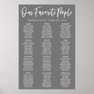 Our Favorite People Wedding Seating Chart Poster