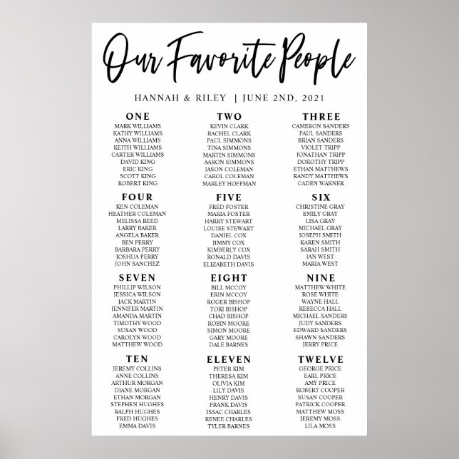 seating chart poster template