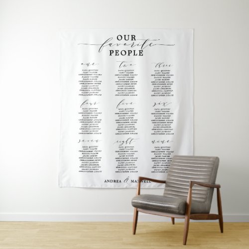 Our Favorite People Wedding Seating Chart Tapestry