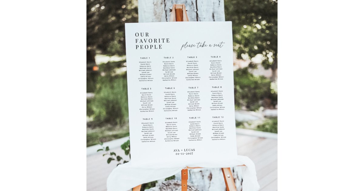 Our Favorite People Wedding Table Seating Chart Foam Board Zazzle