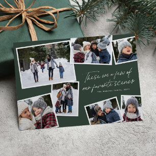 Our favorite scenes Christmas collage funny green Holiday Card