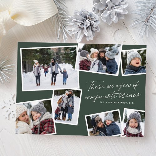 Our favorite scenes Christmas collage funny green Holiday Card