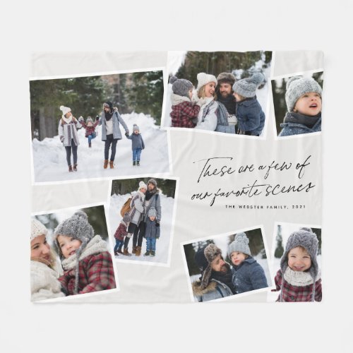 Our favorite scenes modern white 7 photo collage fleece blanket