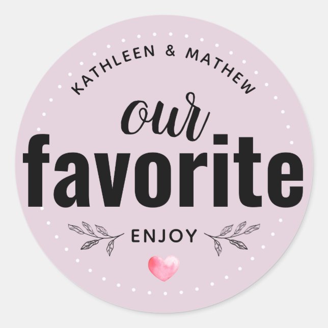 Our Favorite Wedding Favor  | Smokey Pink Classic Round Sticker (Front)