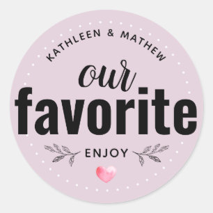 Our Favorite Wedding Favor Smokey Pink Classic Round Sticker