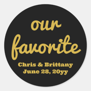 Our favorite wedding reception guest candy treat classic round sticker