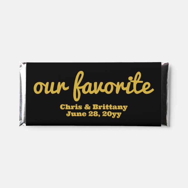 Our favorite wedding reception guest candy treat hershey bar favors (Front)