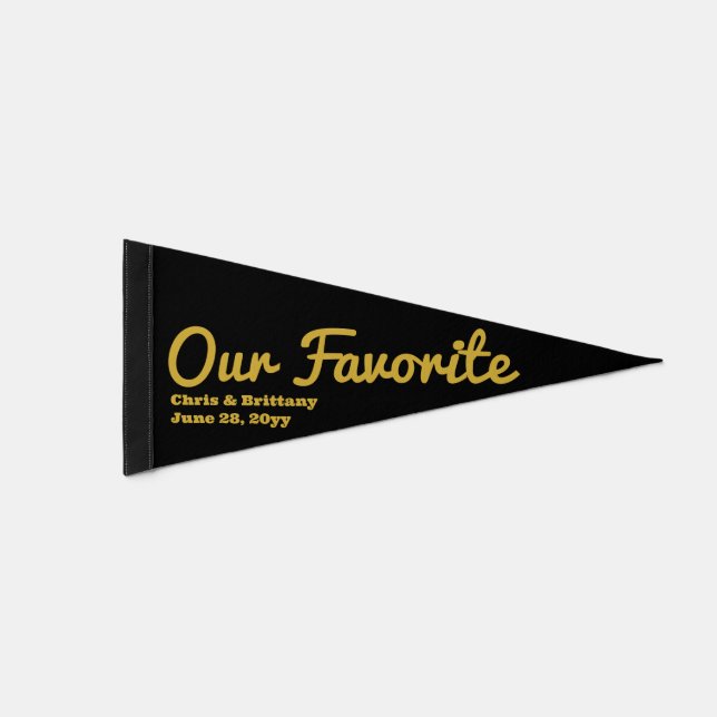Our favorite wedding reception guest candy treat pennant flag (Front)
