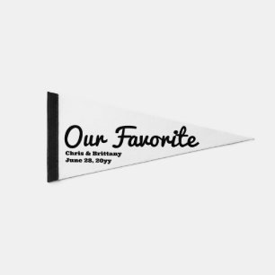 Our favorite wedding reception guest candy treat pennant flag
