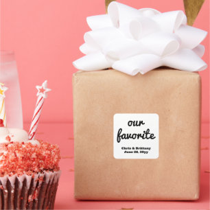 Our favorite wedding reception guest candy treat square sticker
