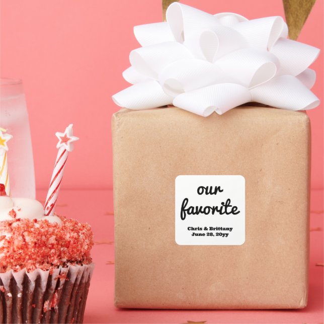 Our favorite wedding reception guest candy treat square sticker (Party)