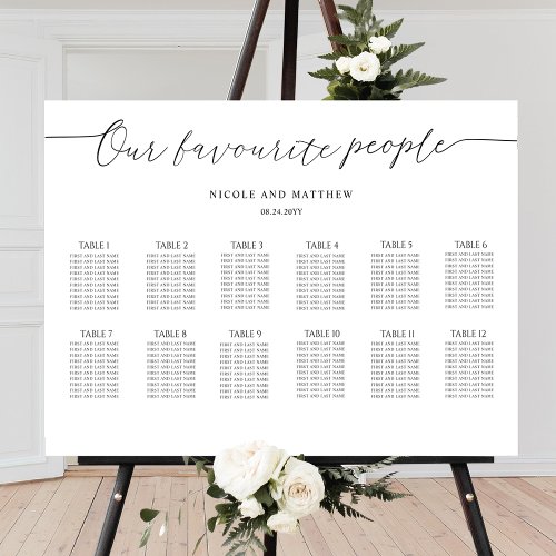 Our Favourite People Horizontal Seating Chart Sign