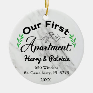 Our First Apartment 2021 Custom Names & Address Ceramic Ornament
