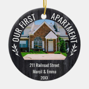 Our First Apartment 2023 Custom Name & 2 Photo Ceramic Ornament