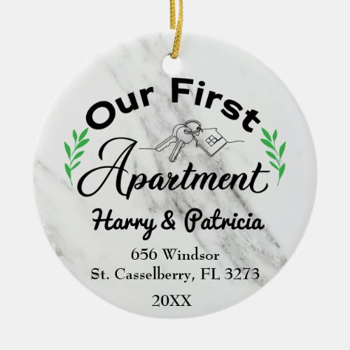 Our First Apartment 2023 Custom Names  Address Ceramic Ornament