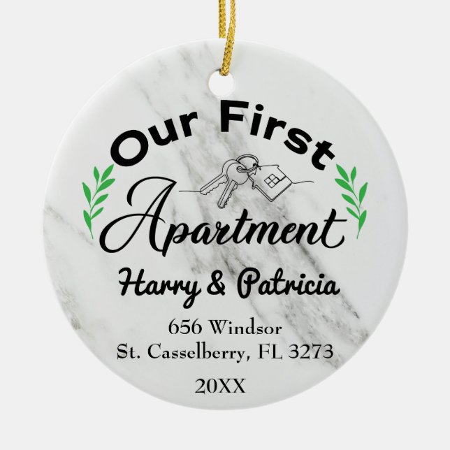 Our First Apartment 2023 Custom Names & Address Ceramic Ornament (Front)