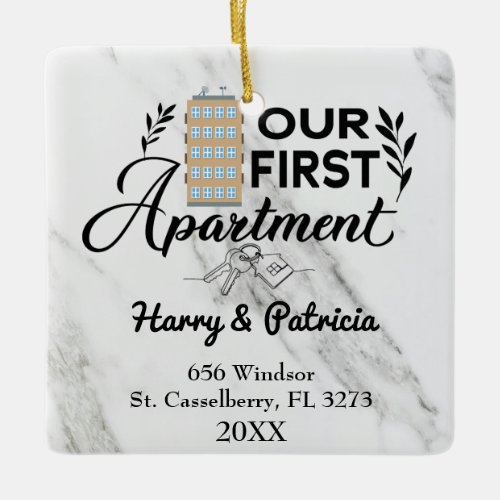 Our First Apartment 2023 Custom Names  Address Ceramic Ornament