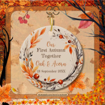 Our First Autumn Together: Name & Date Fall Wreath