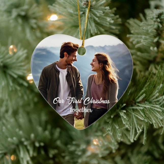 Our First Christmas 1 Photo  Ceramic Ornament (Tree)