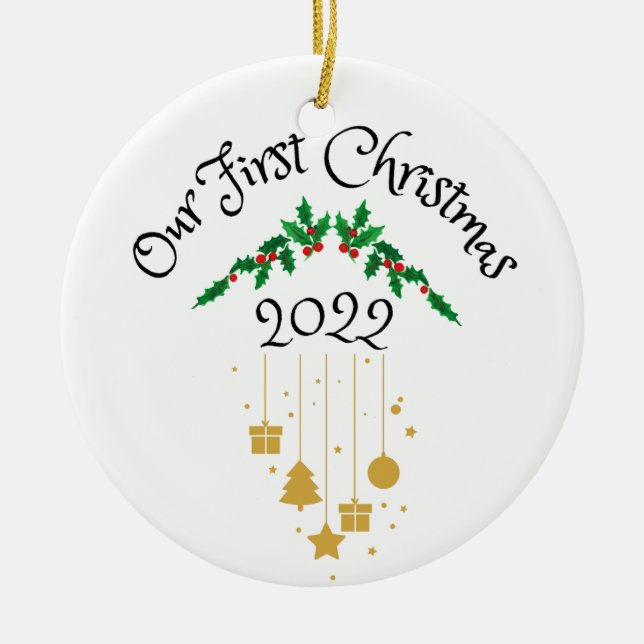 Our First Christmas 2022 Ceramic Ornament (Front)