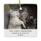 Our First Christmas 2 Cats or Any Pet Photo Square
