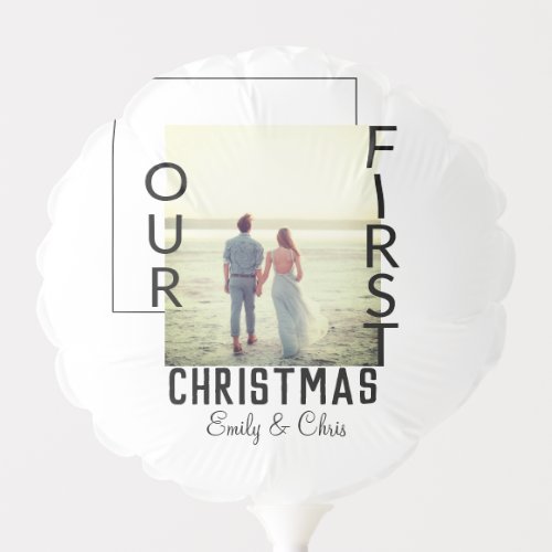 Our First Christmas add couple name photo minimal  Balloon