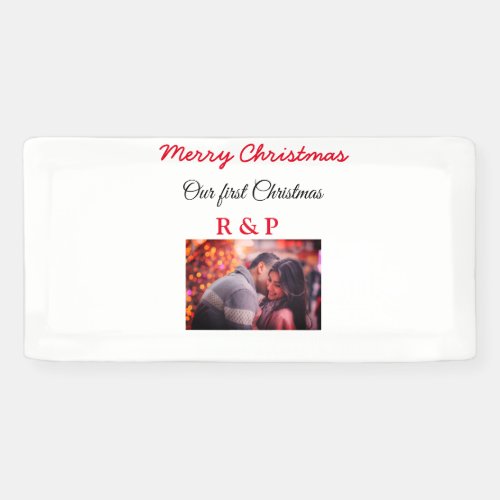 Our first Christmas add name photo wedding engaged Banner