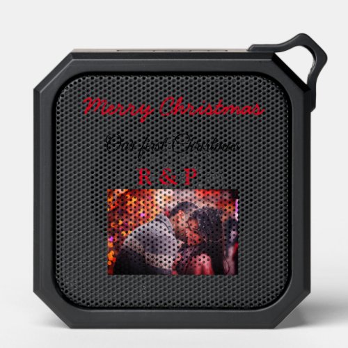 Our first Christmas add name photo wedding engaged Bluetooth Speaker