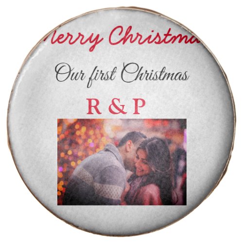 Our first Christmas add name photo wedding engaged Chocolate Covered Oreo
