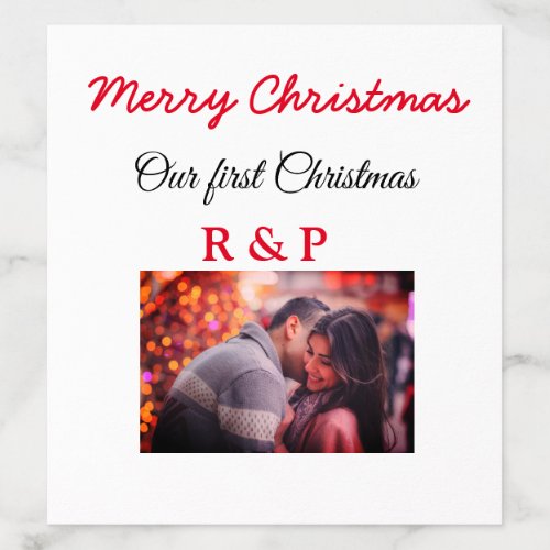 Our first Christmas add name photo wedding engaged Envelope Liner