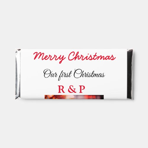 Our first Christmas add name photo wedding engaged Hershey Bar Favors