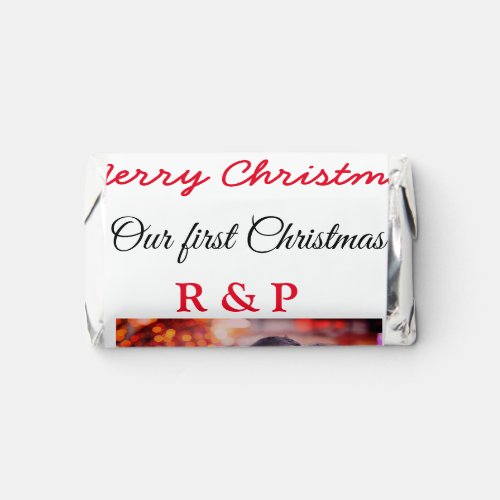 Our first Christmas add name photo wedding engaged Hersheys Miniatures