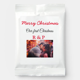 Our first Christmas add name photo wedding engaged Hot Chocolate Drink Mix