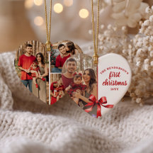 Our First Christmas As a family 4 Photo Red Bow