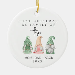 Our First Christmas as a family of 3 custom names Ceramic Ornament