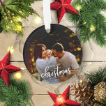 Our First Christmas As A Family Of 3 Elegant Photo Ornament<br><div class="desc">Our First Christmas As A Family Of 3 Elegant Photo Ceramic Ornament</div>