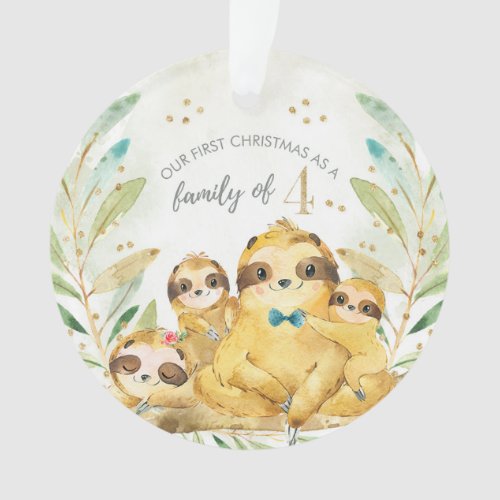 Our First Christmas As A Family of Four Sloth Ornament