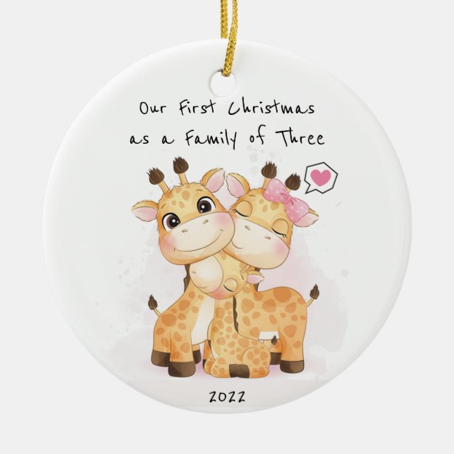 Our First Christmas as a Family of Three Ornament (Front)