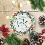 Our First Christmas as A Family Of Three Rustic Ceramic Ornament<br><div class="desc">Our First Christmas as A Family Of Three Ceramic Ornament</div>