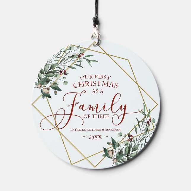 Our First Christmas as A Family Of Three Wind Chime (Front)
