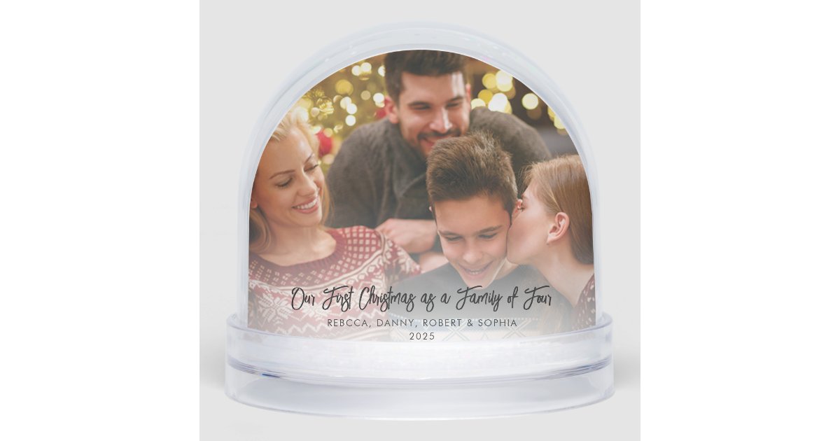Our First Christmas as a Family Photos Custom Snow Globe | Zazzle