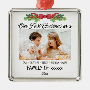 Our First Christmas as a Family With Custom Photo Metal Ornament
