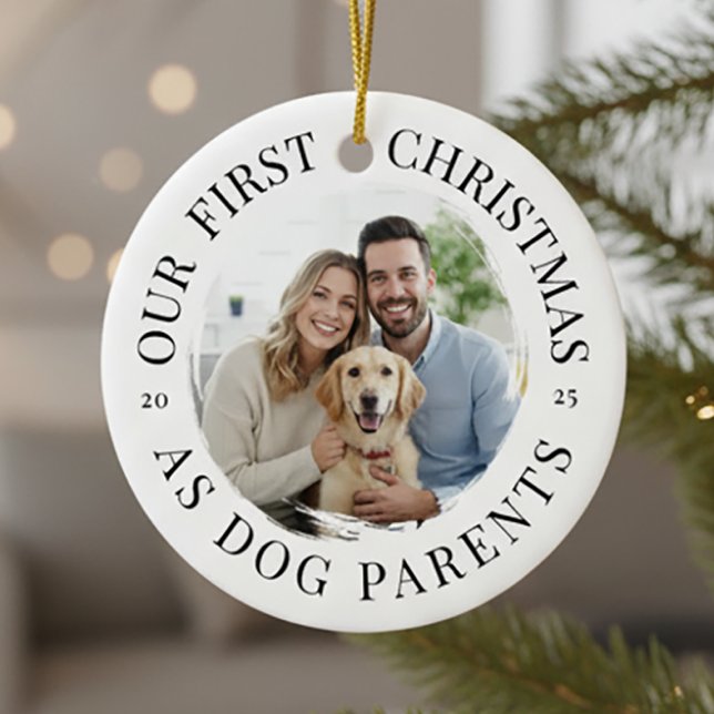 Our First Christmas as Dog Parents Ceramic Ornament (Creator Uploaded)