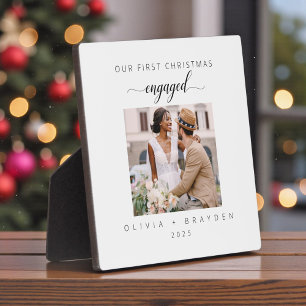 Our First Christmas As Engaged Photo Minimalist Plaque