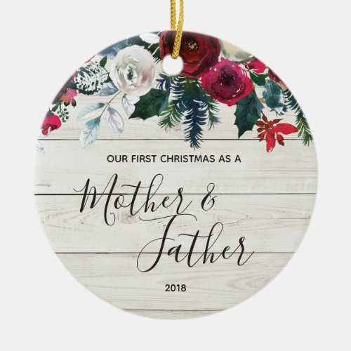 Our First Christmas as Father and Mother Ceramic Ornament