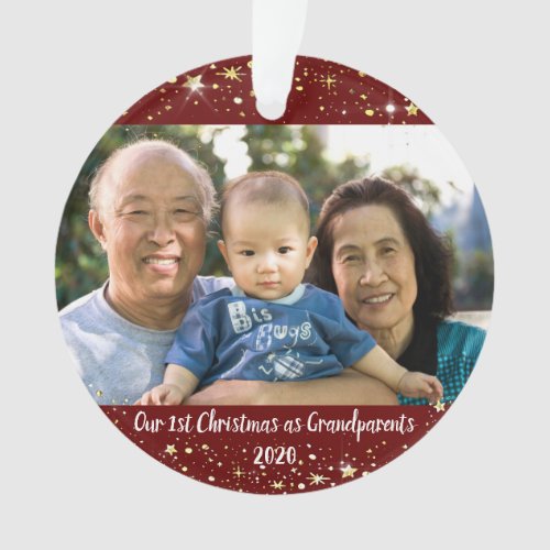 Our First Christmas as Grandparents 2 Photo Stars Ornament