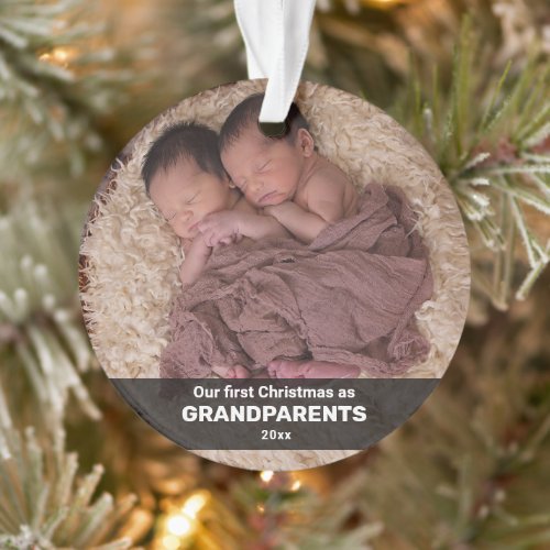 Our First Christmas As Grandparents  Baby Photo O Ornament