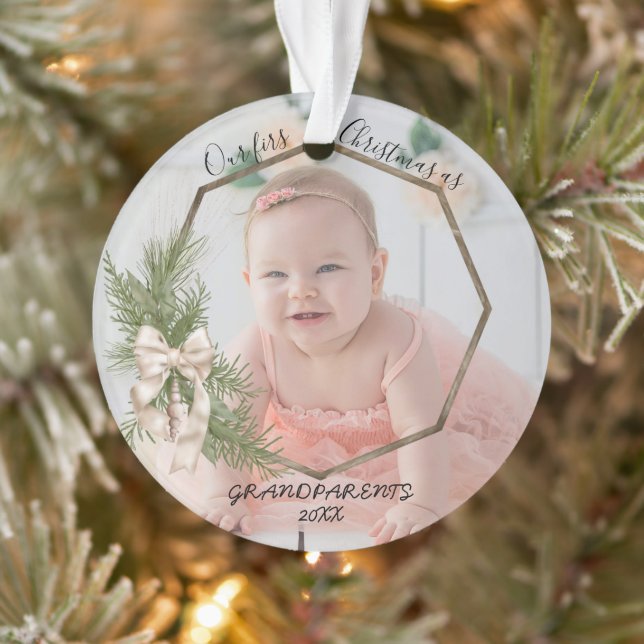 Our First Christmas As Grandparents | Baby Photo Ornament (Tree)