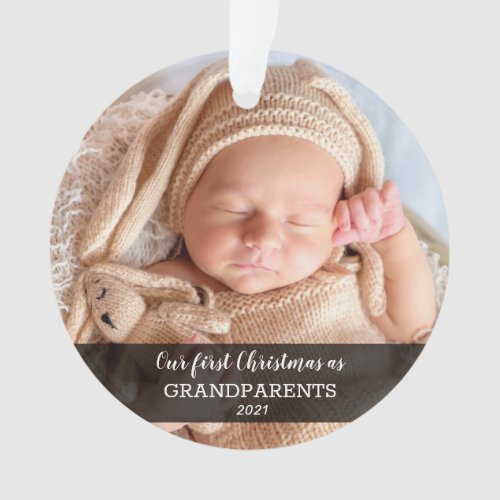 Our First Christmas As Grandparents  Baby Photo Ornament
